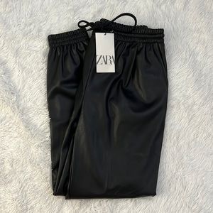 NWT Zara faux leather joggers